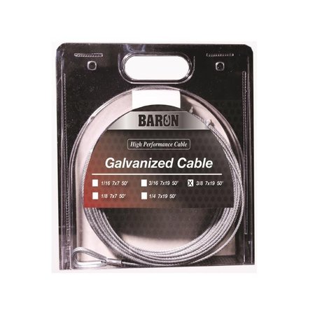 BARON Galvanized Galvanized Steel 3/8 in. D X 50 ft. L Aircraft Cable 03105